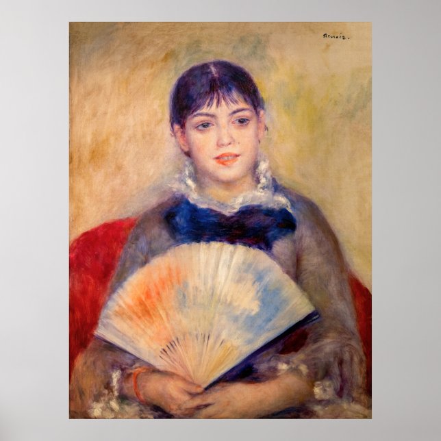 Pierre-Auguste Renoir - Mädchen mit einem Fan Poster (Vorne)