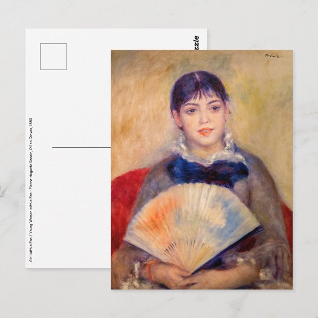 Pierre-Auguste Renoir - Mädchen mit einem Fan Postkarte (Vorne/Hinten)