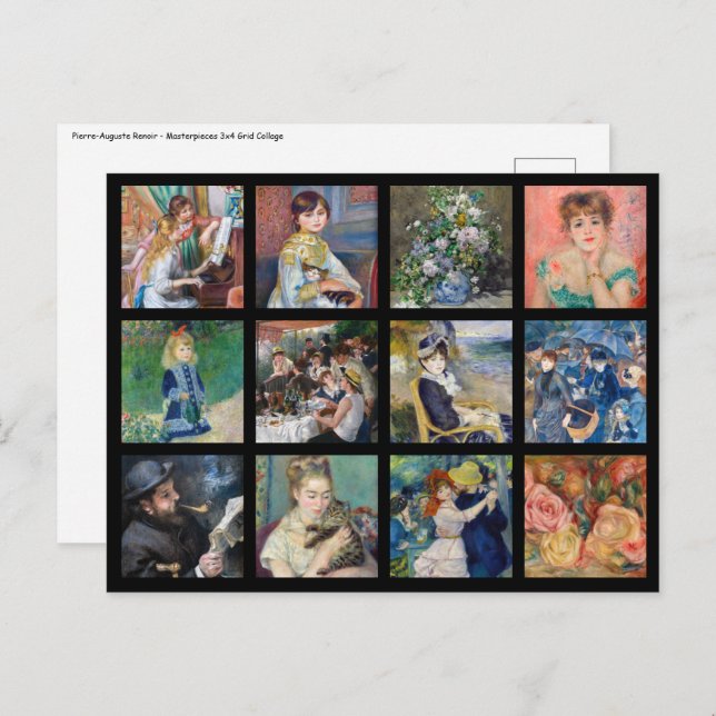 Pierre-Auguste Renoir - Masterpiece Grid Collage Postkarte (Vorne/Hinten)