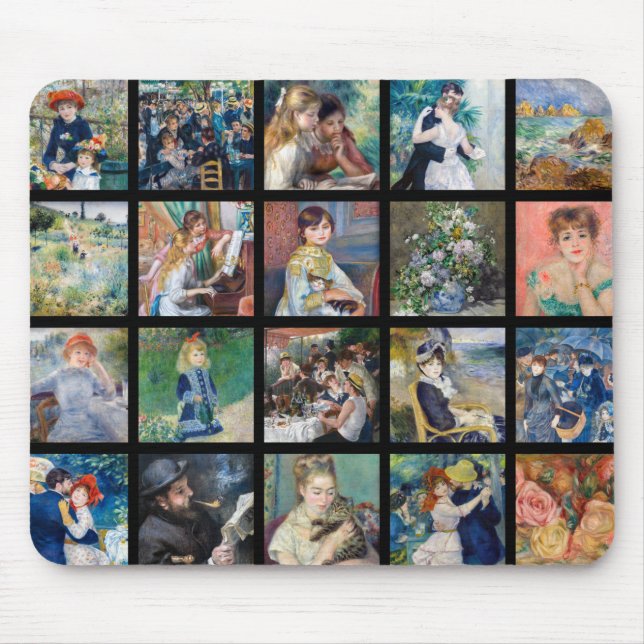 Pierre-Auguste Renoir - Meisterwerke Grid Collage Mousepad (Vorne)