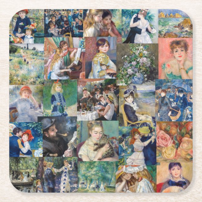Pierre-Auguste Renoir - Meisterwerke Patchwork Rechteckiger Pappuntersetzer (Vorderseite)