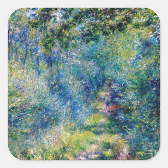 Pierre-Auguste Renoir - Pfad im Wald Quadratischer Aufkleber (Vorderseite)