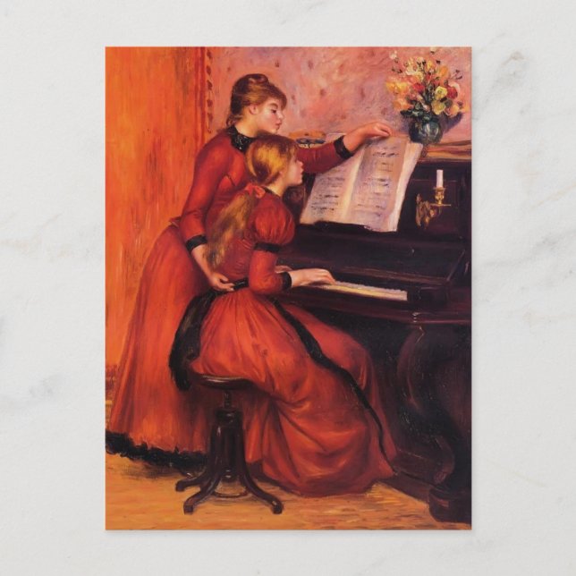 Pierre-Auguste Renoir - Piano-Lektion Postkarte (Vorderseite)