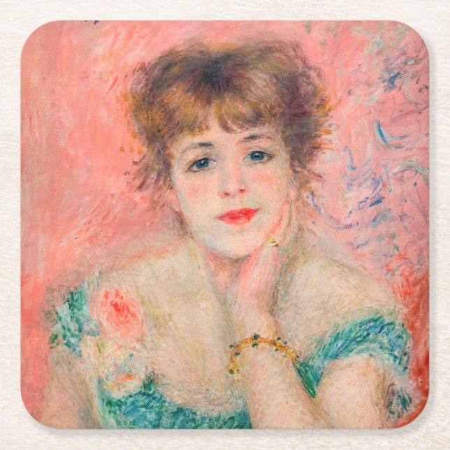 Pierre-Auguste Renoir - Schauspielerin Jeanne Sama Rechteckiger Pappuntersetzer (Vorderseite)