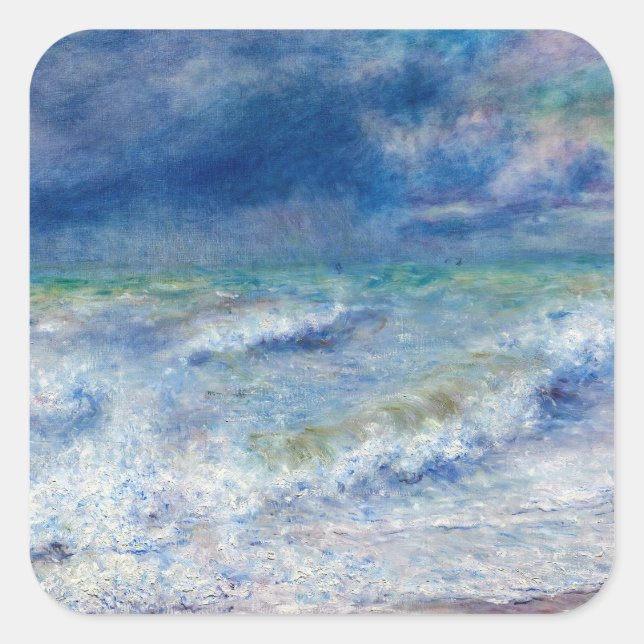 Pierre-Auguste Renoir - Seascape Quadratischer Aufkleber (Vorderseite)