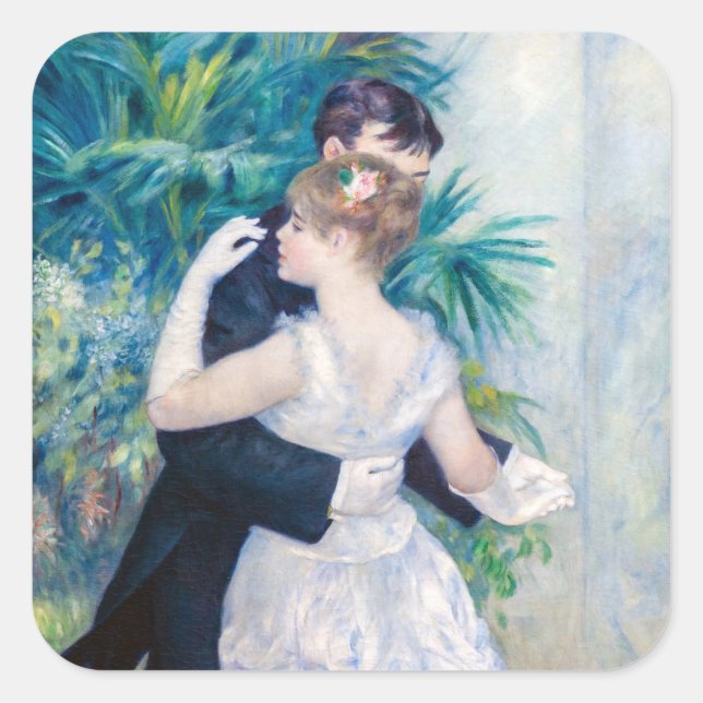 Pierre-Auguste Renoir - Stadttanz Quadratischer Aufkleber (Vorderseite)