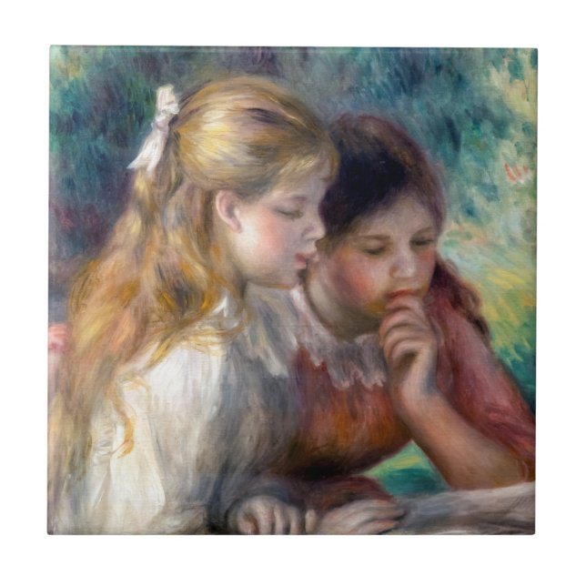 Pierre-Auguste Renoir - The Reading Fliese (Vorderseite)