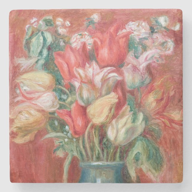 Pierre-Auguste Renoir - Tulip Bouquet Steinuntersetzer (Vorderseite)
