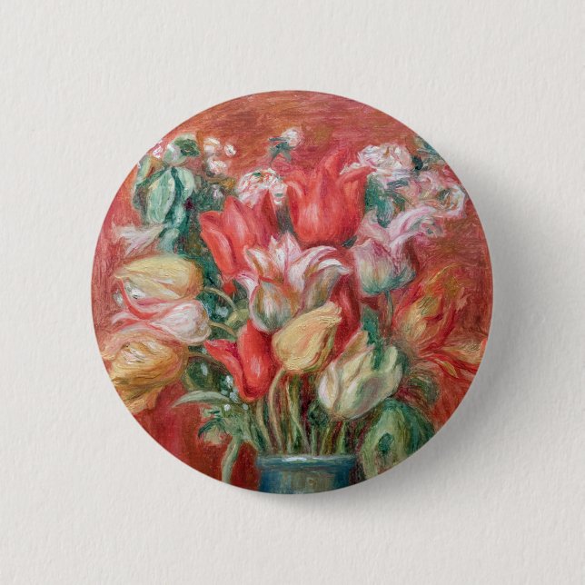Pierre-Auguste Renoir - Tulpenstrauß Button (Vorderseite)