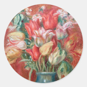 Pierre-Auguste Renoir - Tulpenstrauß Runder Aufkleber