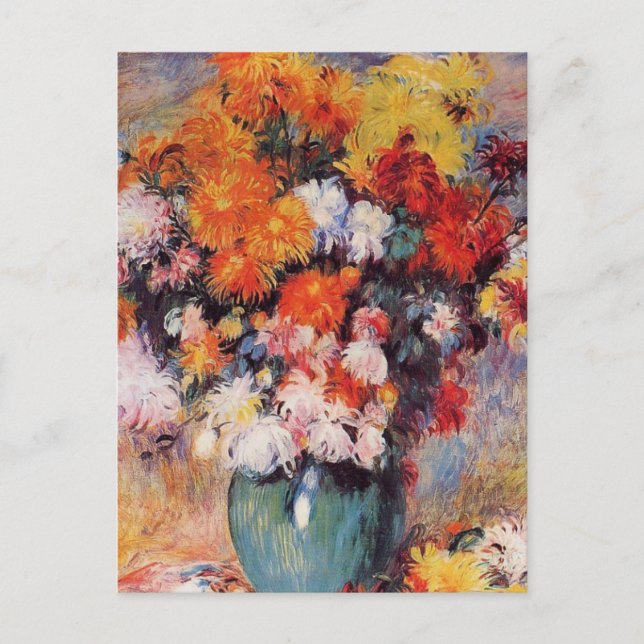 Pierre Auguste Renoir Vase von Chrysanthema Postkarte (Vorderseite)