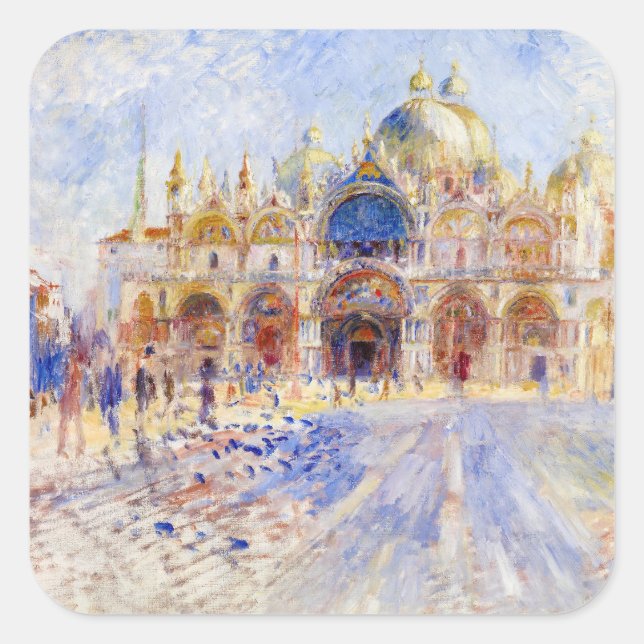 Pierre-Auguste Renoir - Venedig, Piazza San Marco Quadratischer Aufkleber (Vorderseite)