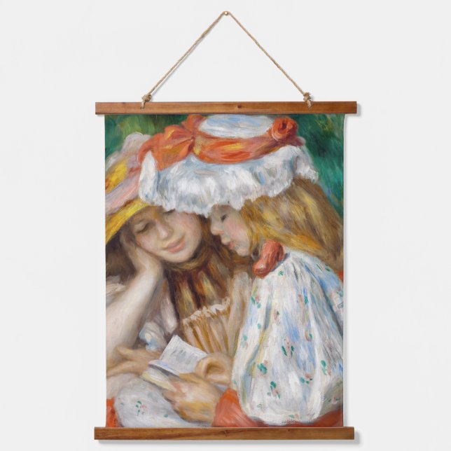 Pierre-Auguste Renoir - Zwei Girls Reading Wandteppich Mit Holzrahmen (Vorderseite)