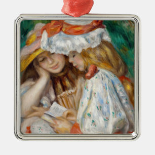 Pierre-Auguste Renoir - Zwei Mädchen beim Lesen Ornament Aus Metall