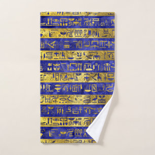 Pierre bleue de motif égyptien d'or d'hiéroglyph