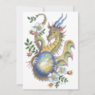 Pierre de la lune et dragon rose - carte vierge