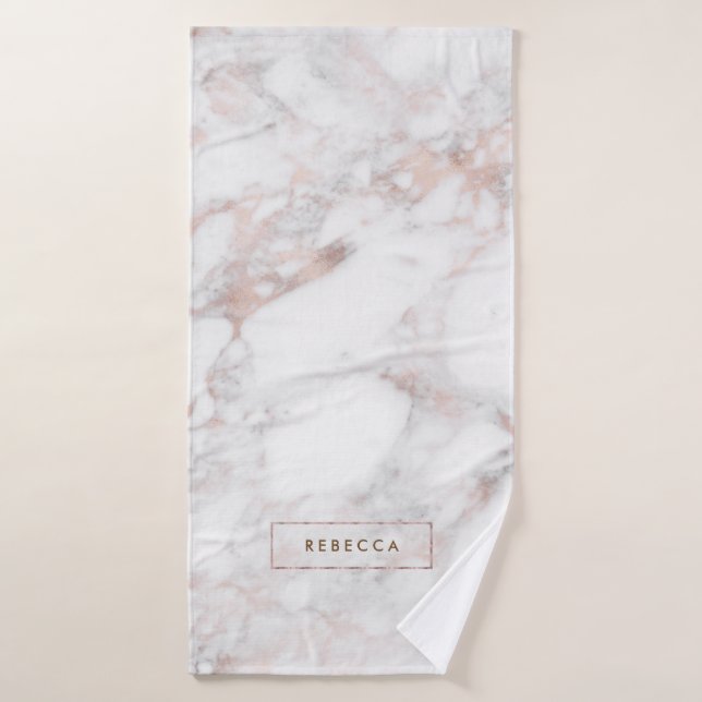 Pierre de marbre rose-or et blanche Faux (Serviette de bain)