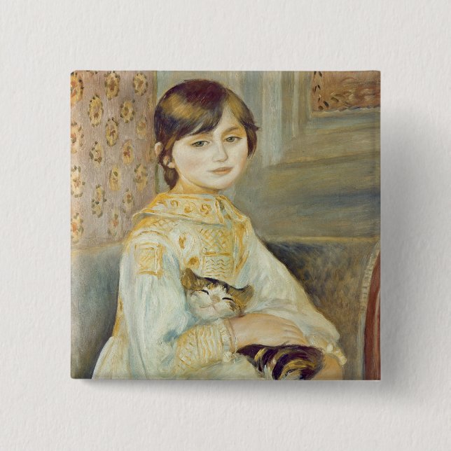 Pierre ein Renoir | Julie Manet mit Katze Button (Vorderseite)