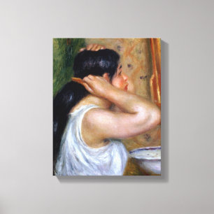 Pierre ein Renoir   Mädchen, das ihr Haar kämmt Leinwanddruck