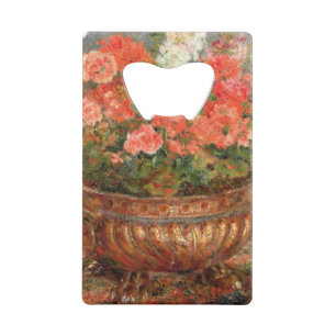 Pierre ein Renoir Pelargonien in einem kupfernen Kreditkartenflaschenöffner