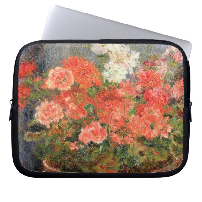 Pierre ein Renoir | Pelargonien in einem kupfernen Laptopschutzhülle (Vorderseite)