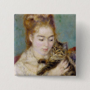 Pierre eine Renoir Frau mit einer Katze Button