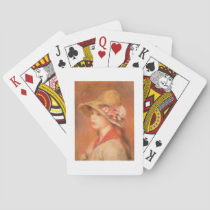 Pierre eine Renoir junge Frau in einem Hut Spielkarten