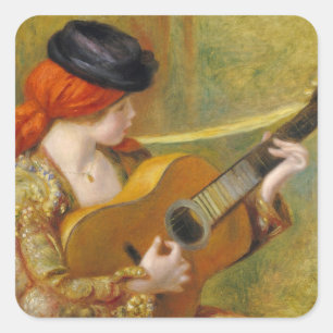 Pierre eine Renoir junge spanische Frau mit Quadratischer Aufkleber