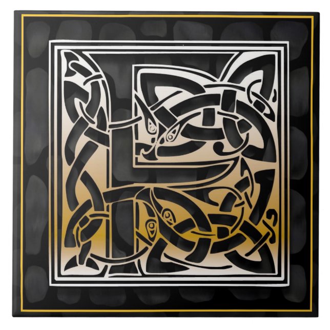 Pierre noire Celtique F Monogramme Carreau initial (Devant)