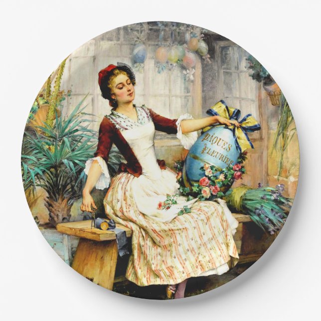 Pierre Outin - Ostereier, Kunstmalerei Pappteller (Vorderseite)