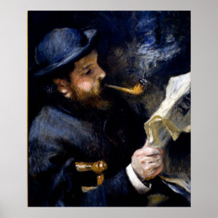 Pierre Renoir - Claude Monet, der eine Zeitung Poster