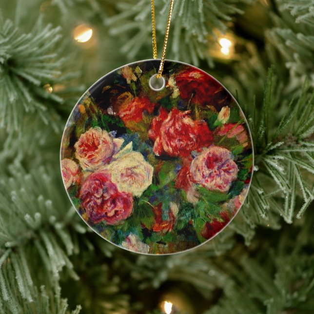 Pierre Renoir famous painting, Roses, Keramik Ornament (Baum)