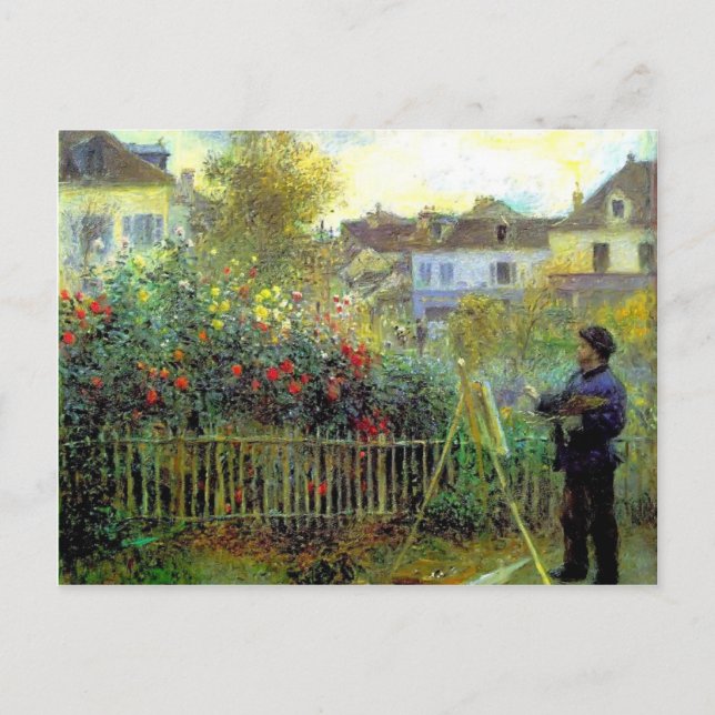Pierre Renoir-Monet Gemälde in seinem Garten Postkarte (Vorderseite)