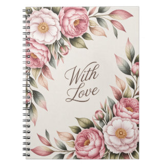 Pierre rose romantique "Avec amour" Carnet Floral