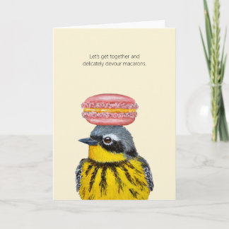 Pierre the warbler with macaron card karte