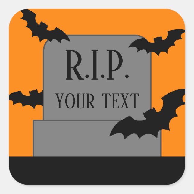 Pierre tombale d'Halloween avec stickers chauves-s (Devant)