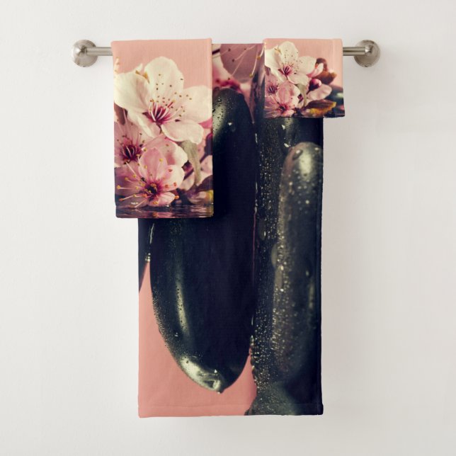 Pierres Zen Noir Fleurs (En situation)