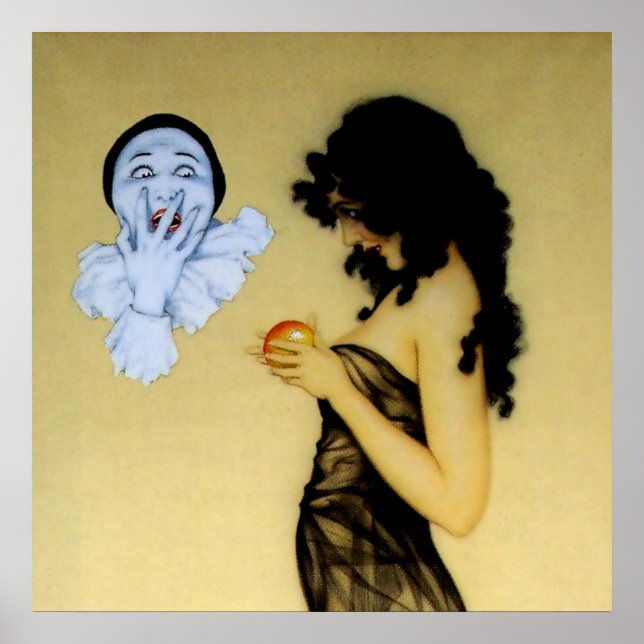 “Pierrot and Temptation” by Raphael Kirchner Poster (Vorne)