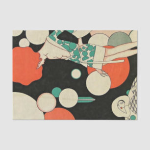 „Pierrot Deflated“ Art Deco von Jose Carlos Seidenpapier