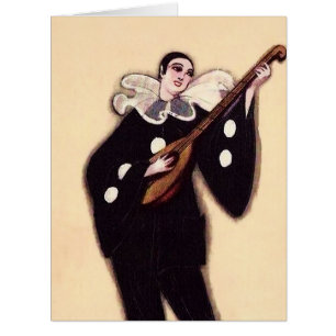 Pierrot en noir jouant du luth par Sophia Chiostri
