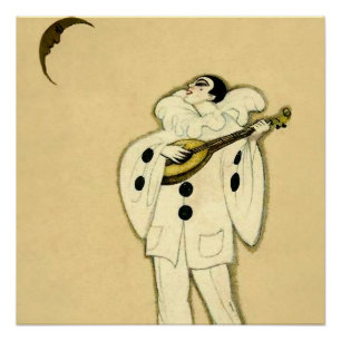 Pierrot huldigt dem zunehmenden Mond von Sophia Ch Poster