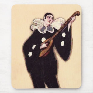 Pierrot in Black Playing Lute von Sophia Chiostri Mousepad