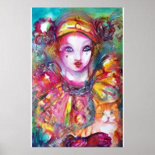 PIERROT MIT KATZE / Venezianische Masken Poster
