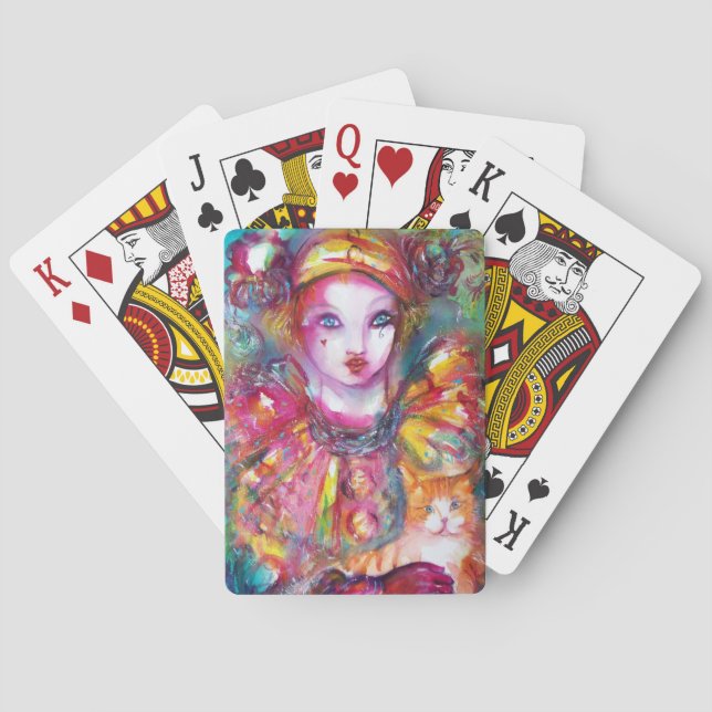 PIERROT MIT KATZE/Venezianischen Maskenmasken Spielkarten (Rückseite)