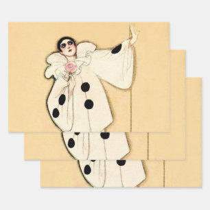 Pierrot mit rosa Rose von Sophia Chiostri Geschenkpapier Set