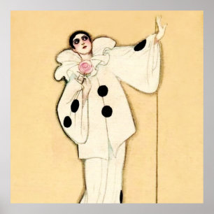 Pierrot mit rosa Rose von Sophia Chiostri Poster