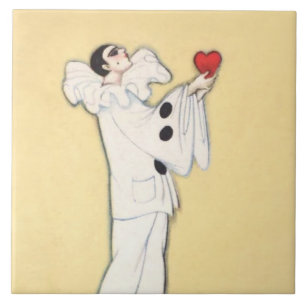 Pierrot mit rotem Herzen von Sophia Chiostri Fliese