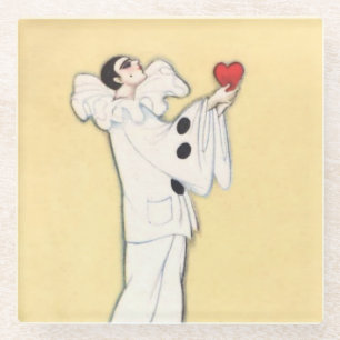 Pierrot mit rotem Herzen von Sophia Chiostri Glasuntersetzer