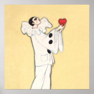 Pierrot mit rotem Herzen von Sophia Chiostri Poster