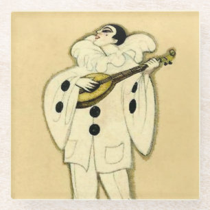 Pierrot Serenades a Crescent Moon von Sophia Chios Glasuntersetzer